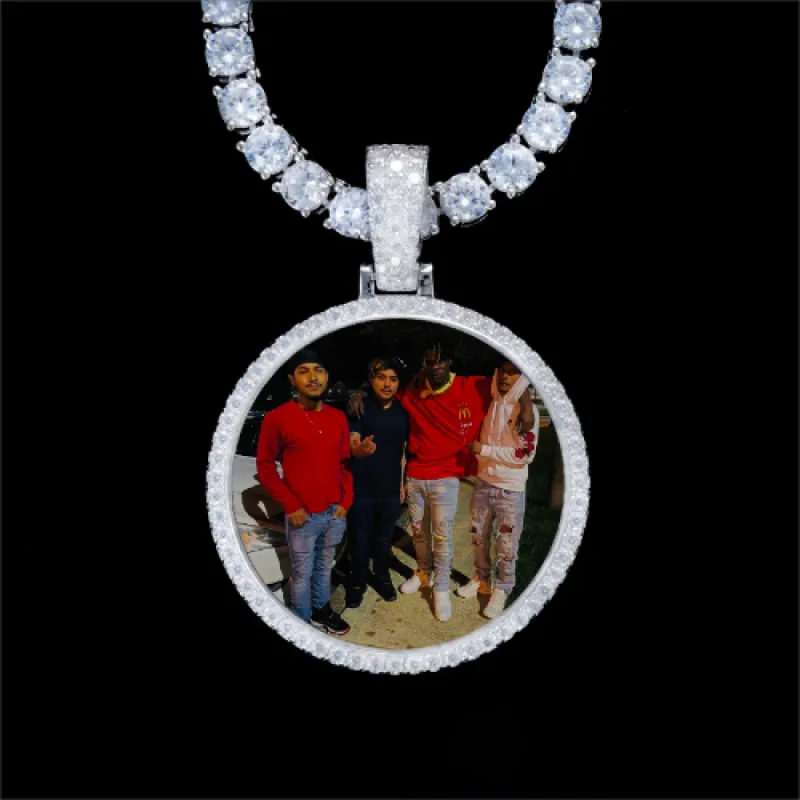 925S & VVS Moissanite 3D Circle Custom Picture Pendant sold by The GUU Shop