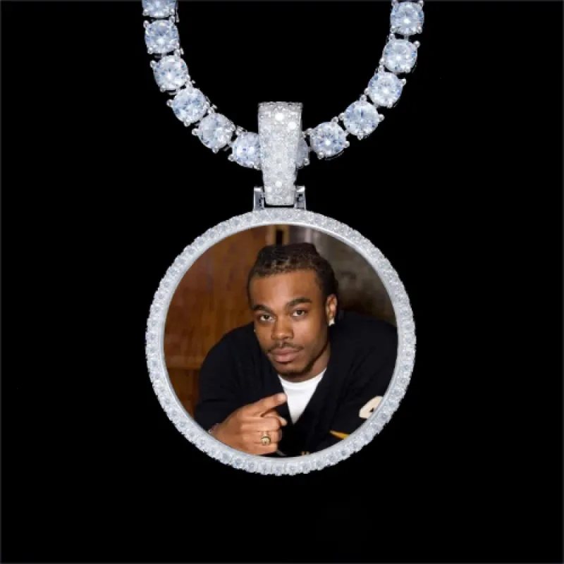 925S & VVS Moissanite 3D Circle Custom Picture Pendant sold by The GUU Shop