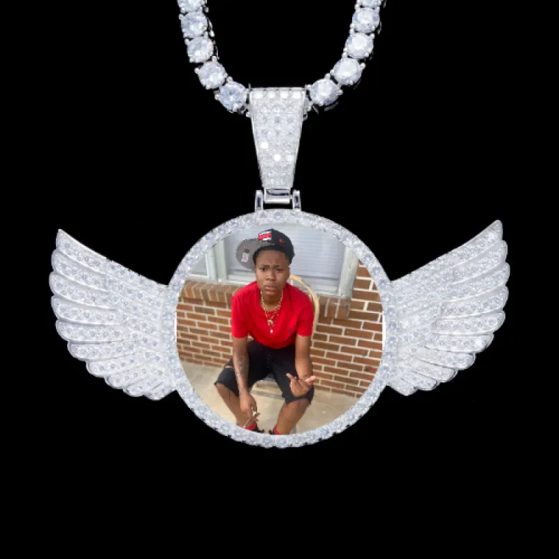 925S & VVS Moissanite 3D Wing Custom Picture Pendant sold by The GUU Shop