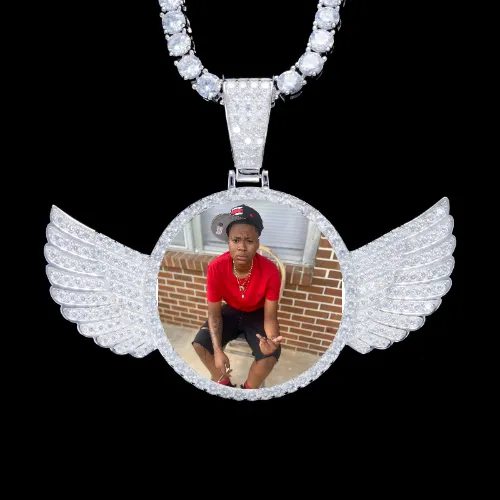 925S & VVS Moissanite 3D Wing Custom Picture Pendant sold by The GUU Shop