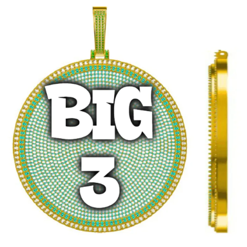 CUSTOM LETTER NECKLACE 3D BIG DISC sold by The GUU Shop