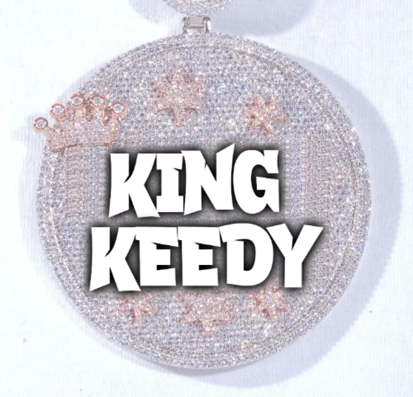 CUSTOM LETTER NECKLACE 3D BIG CROWN DISC sold by The GUU Shop