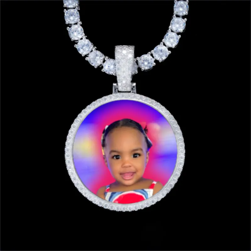 925S & VVS Moissanite 3D Circle Custom Picture Pendant sold by The GUU Shop