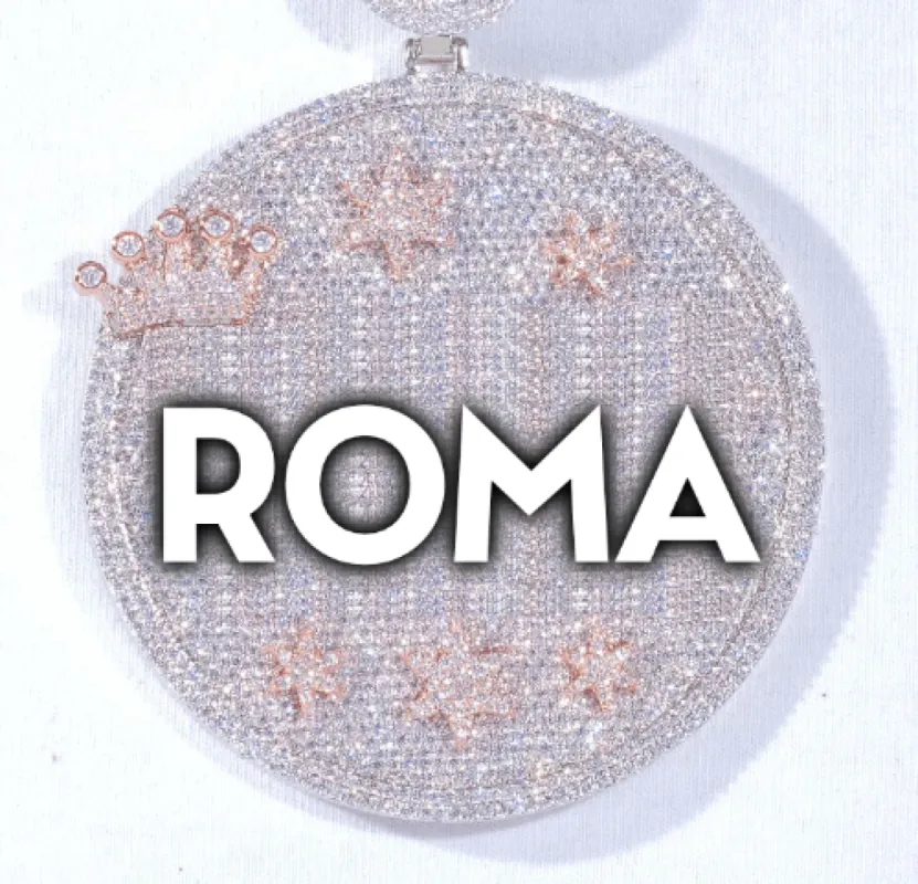 CUSTOM LETTER NECKLACE 3D BIG CROWN DISC sold by The GUU Shop