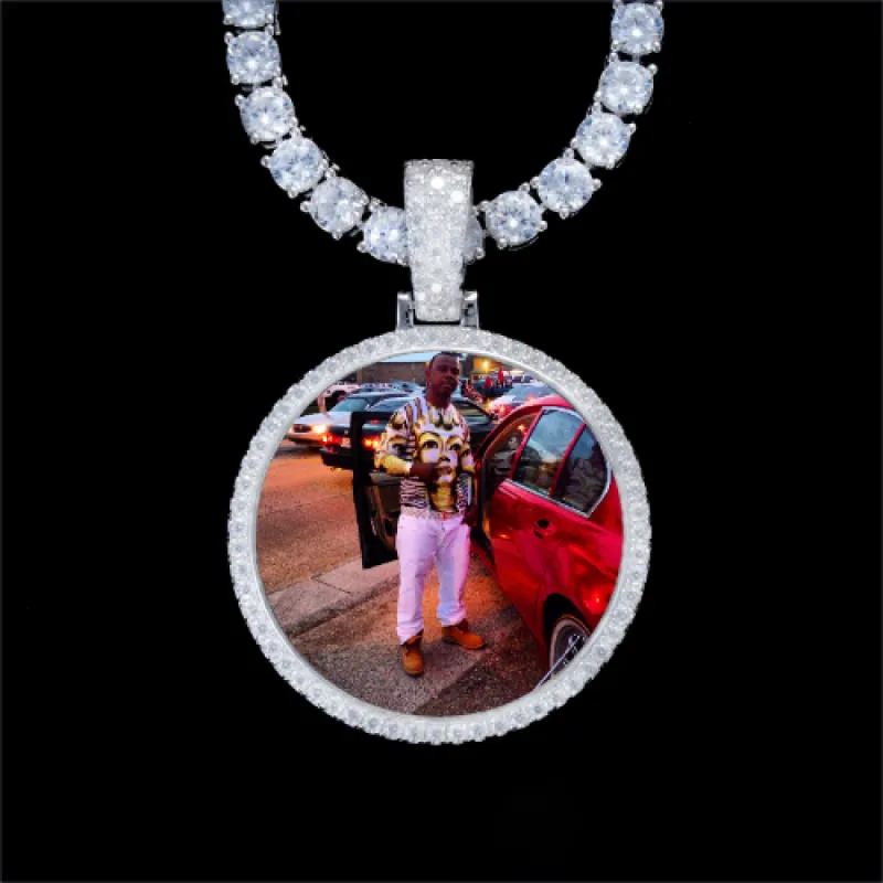 925S & VVS Moissanite 3D Circle Custom Picture Pendant sold by The GUU Shop
