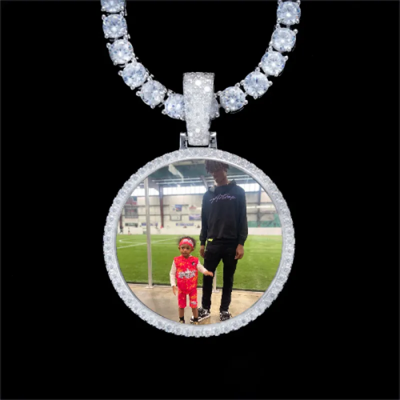 925S & VVS Moissanite 3D Circle Custom Picture Pendant sold by The GUU Shop