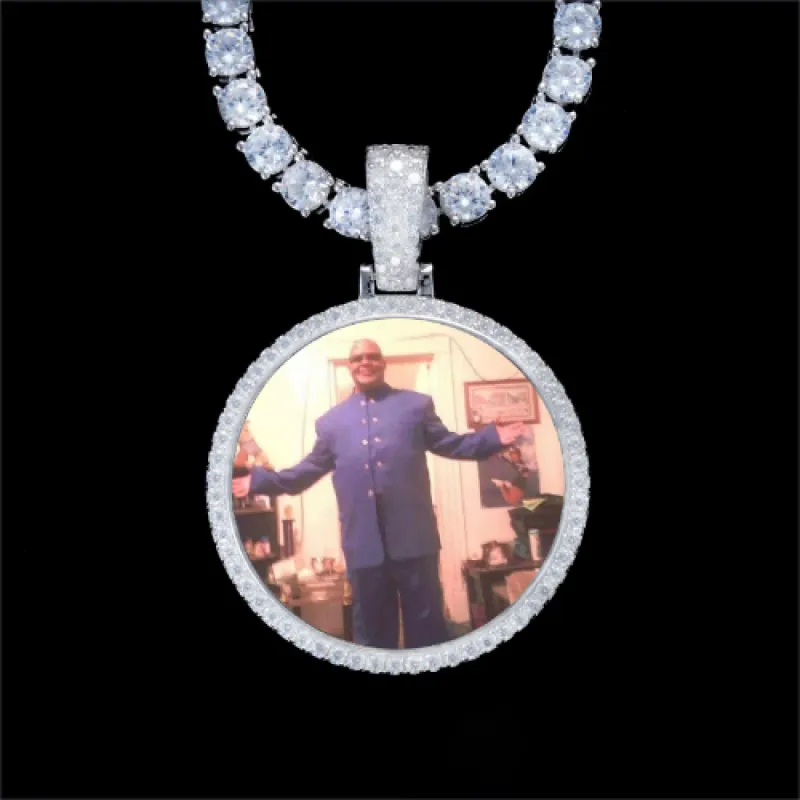 925S & VVS Moissanite 3D Circle Custom Picture Pendant sold by The GUU Shop
