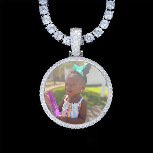 925S & VVS Moissanite 3D Circle Custom Picture Pendant sold by The GUU Shop