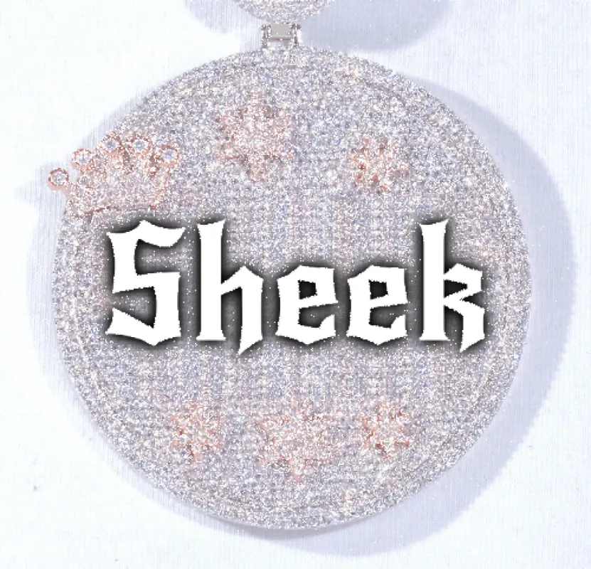 CUSTOM LETTER NECKLACE 3D BIG CROWN DISC sold by The GUU Shop