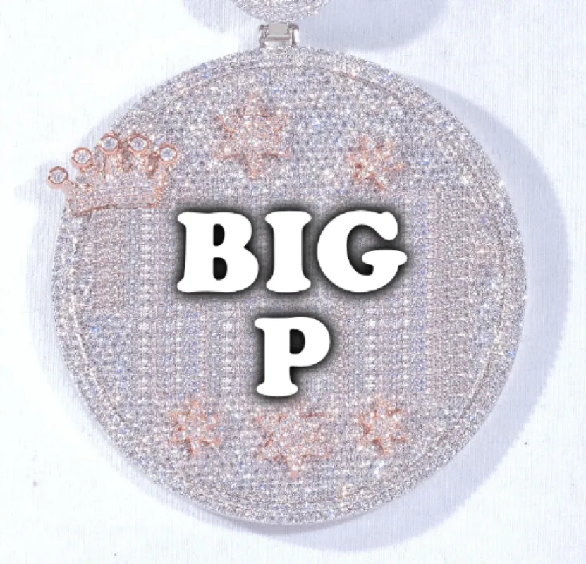 CUSTOM LETTER NECKLACE 3D BIG CROWN DISC sold by The GUU Shop