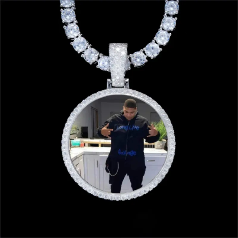 925S & VVS Moissanite 3D Circle Custom Picture Pendant sold by The GUU Shop