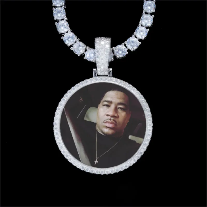 925S & VVS Moissanite 3D Circle Custom Picture Pendant sold by The GUU Shop