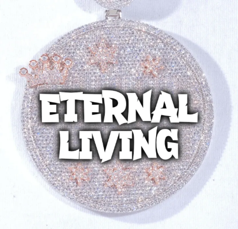 CUSTOM LETTER NECKLACE 3D BIG CROWN DISC sold by The GUU Shop