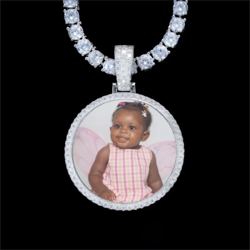 925S & VVS Moissanite 3D Circle Custom Picture Pendant sold by The GUU Shop