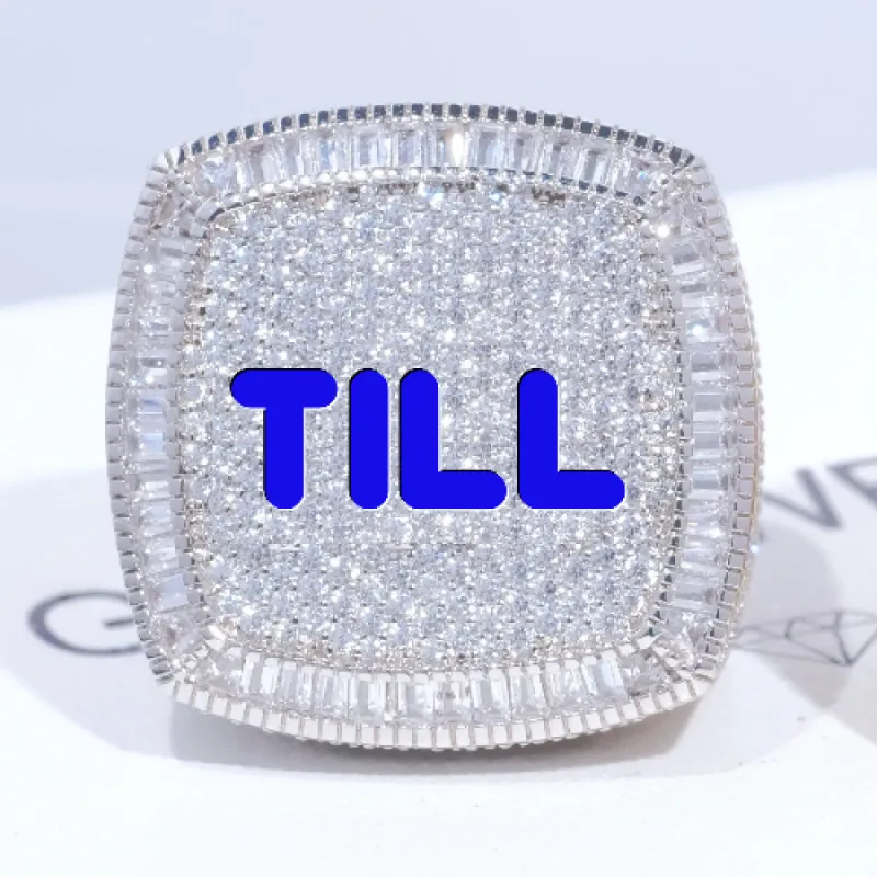 CUSTOM LETTER 3D ICED RING sold by The GUU Shop