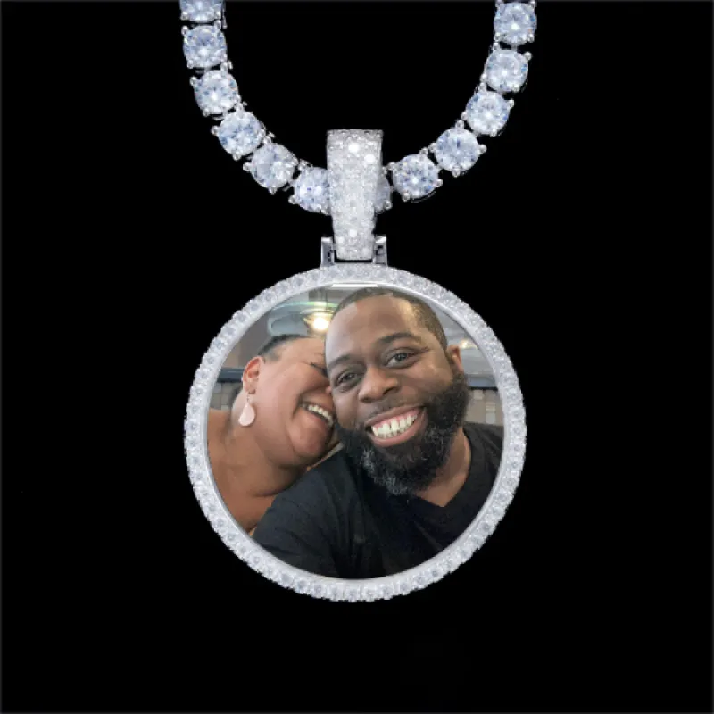925S & VVS Moissanite 3D Circle Custom Picture Pendant sold by The GUU Shop