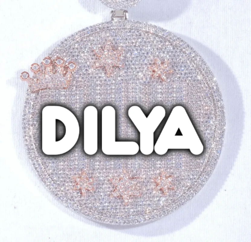 CUSTOM LETTER NECKLACE 3D BIG CROWN DISC sold by The GUU Shop