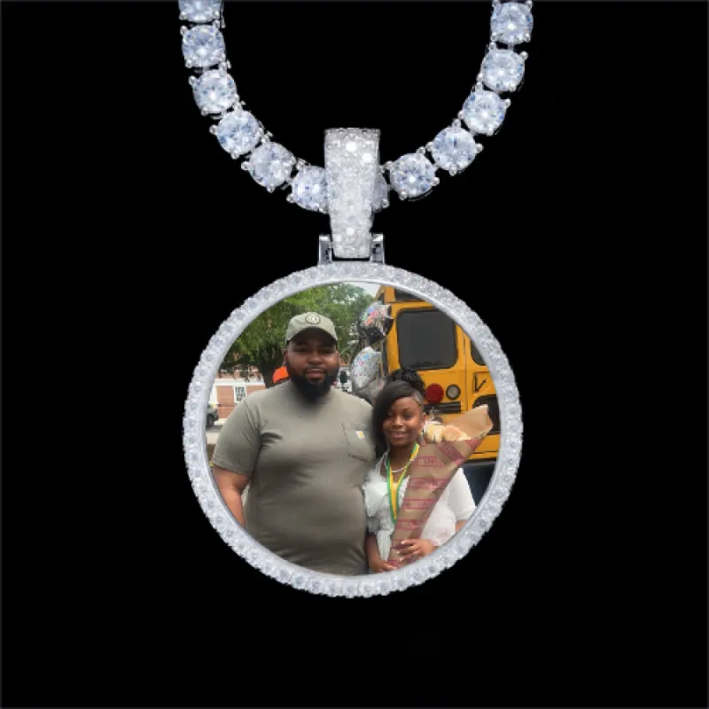 925S & VVS Moissanite 3D Circle Custom Picture Pendant sold by The GUU Shop