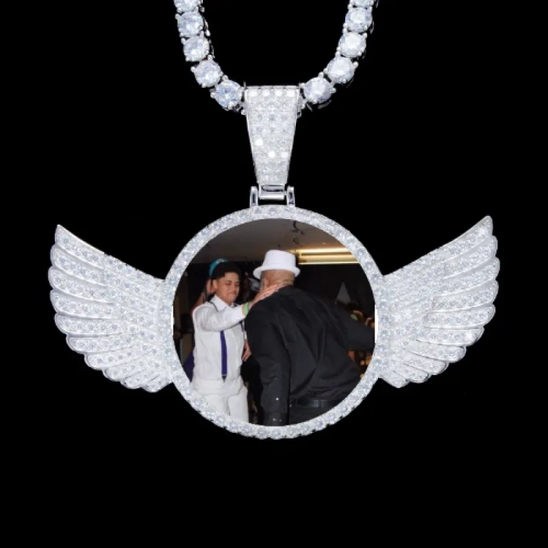925S & VVS Moissanite 3D Wing Custom Picture Pendant sold by The GUU Shop
