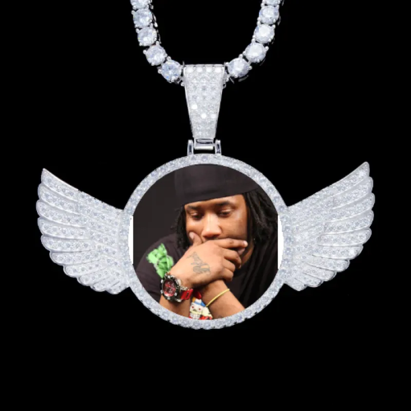 925S & VVS Moissanite 3D Wing Custom Picture Pendant sold by The GUU Shop
