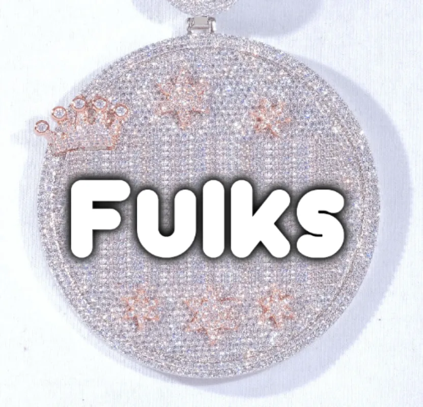 CUSTOM LETTER NECKLACE 3D BIG CROWN DISC sold by The GUU Shop