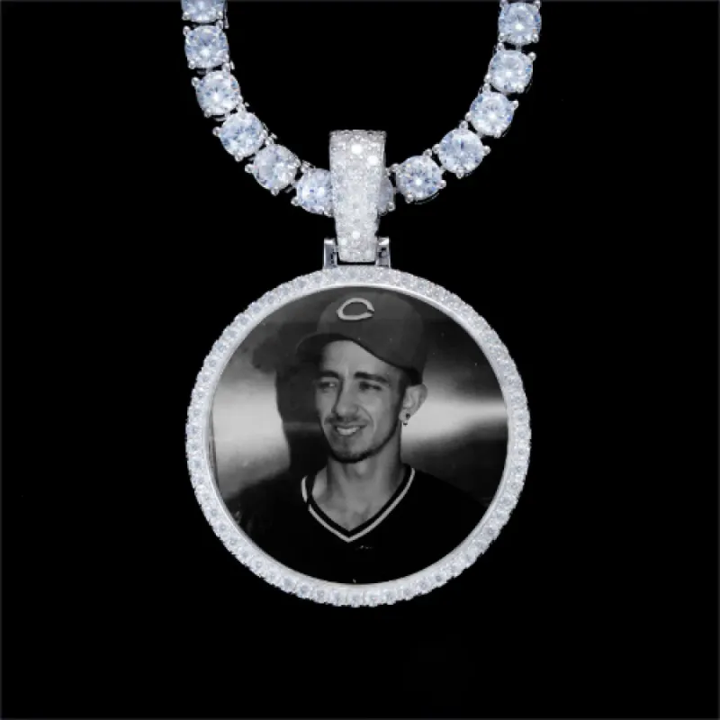 925S & VVS Moissanite 3D Circle Custom Picture Pendant sold by The GUU Shop