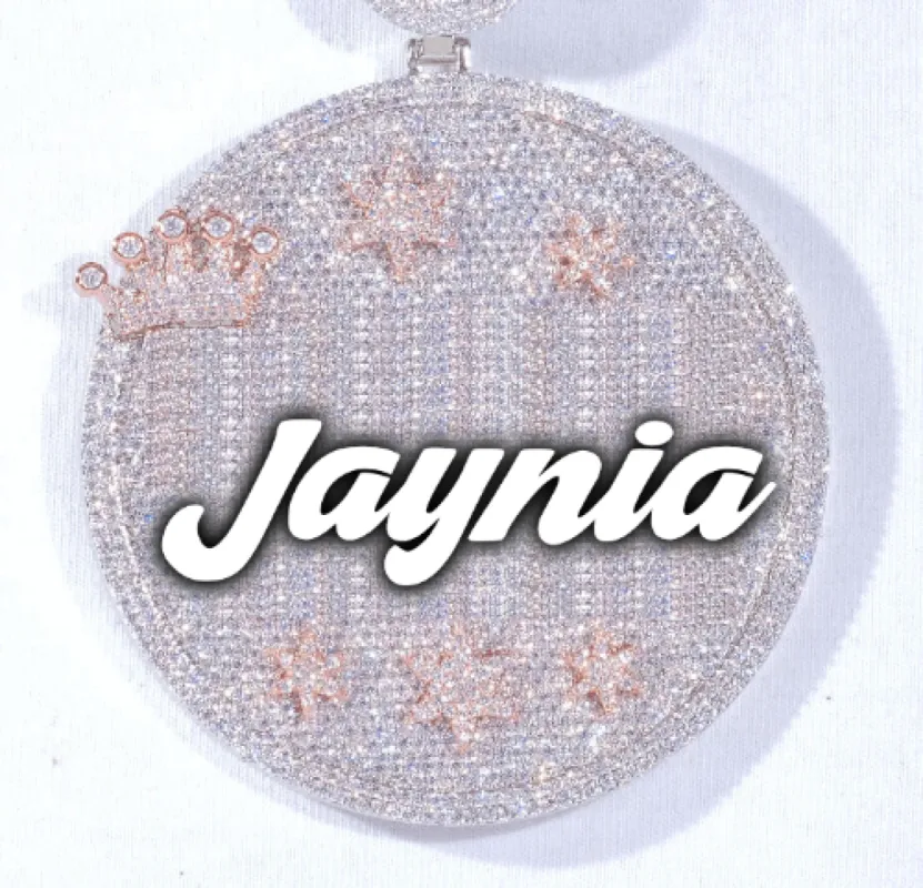 CUSTOM LETTER NECKLACE 3D BIG CROWN DISC sold by The GUU Shop