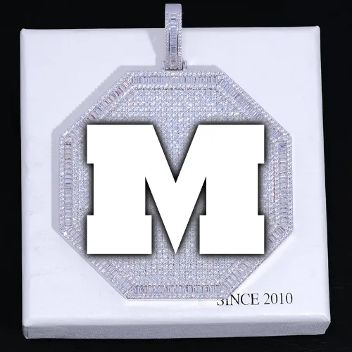CUSTOM LETTER NECKLACE 3D BIG OCTAGON sold by The GUU Shop