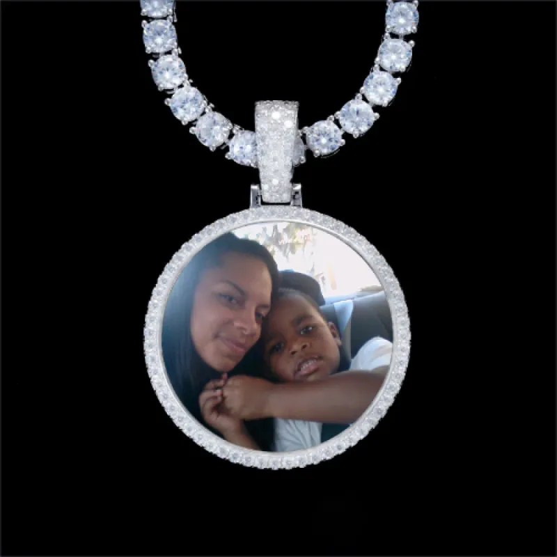 925S & VVS Moissanite 3D Circle Custom Picture Pendant sold by The GUU Shop