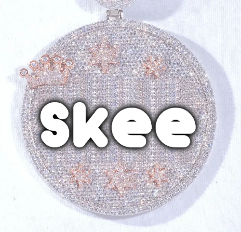 CUSTOM LETTER NECKLACE 3D BIG CROWN DISC sold by The GUU Shop