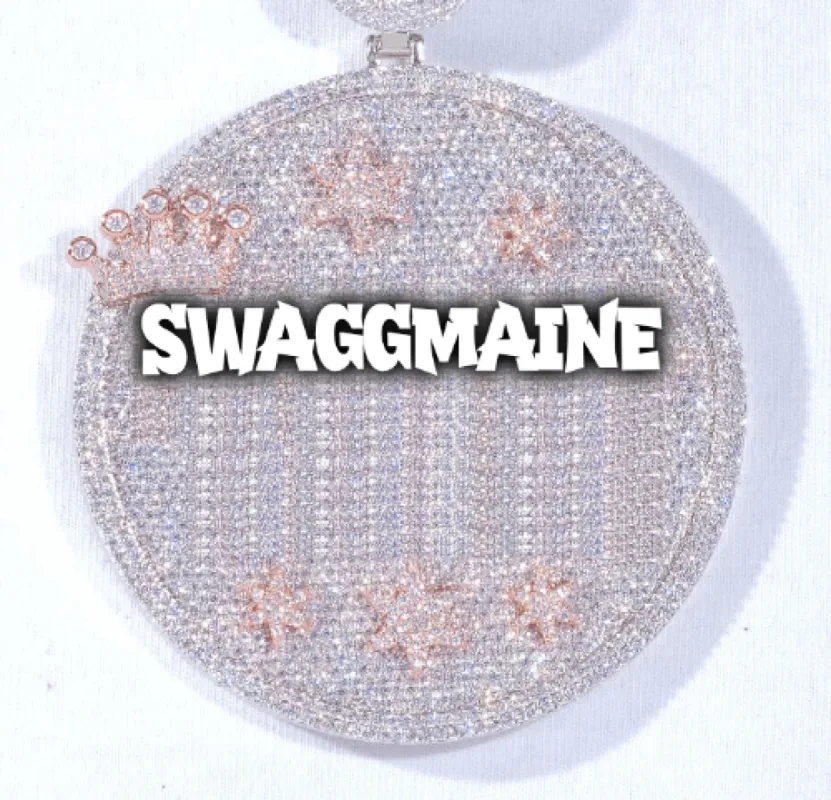 CUSTOM LETTER NECKLACE 3D BIG CROWN DISC sold by The GUU Shop