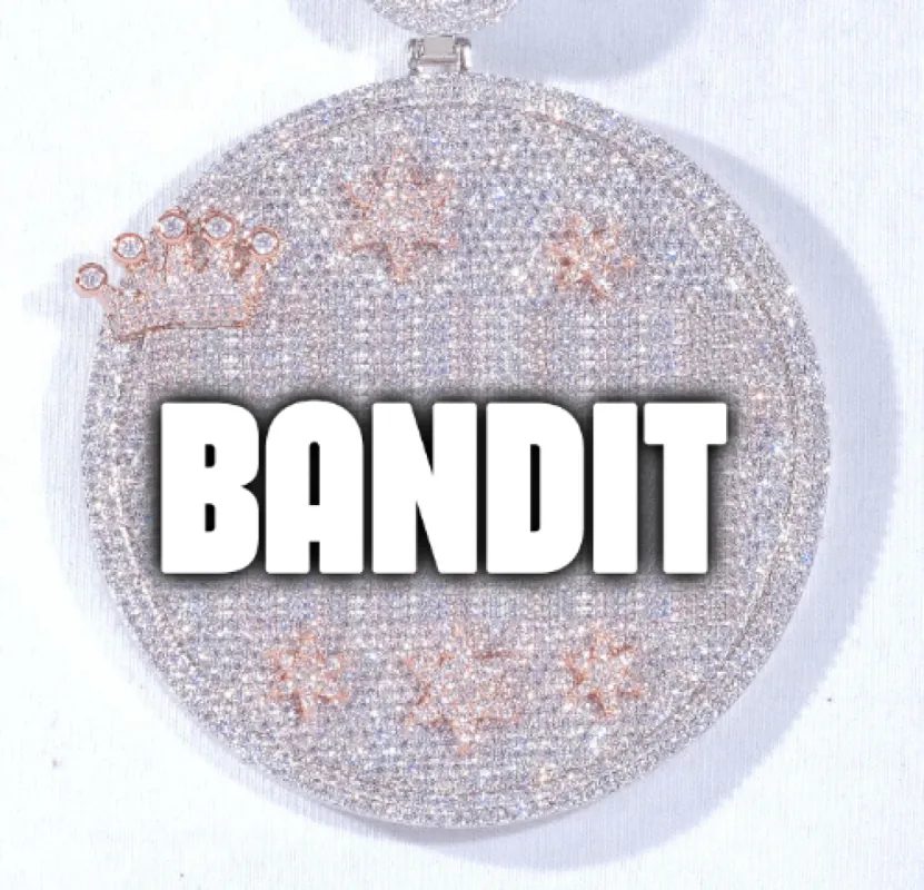 CUSTOM LETTER NECKLACE 3D BIG CROWN DISC sold by The GUU Shop