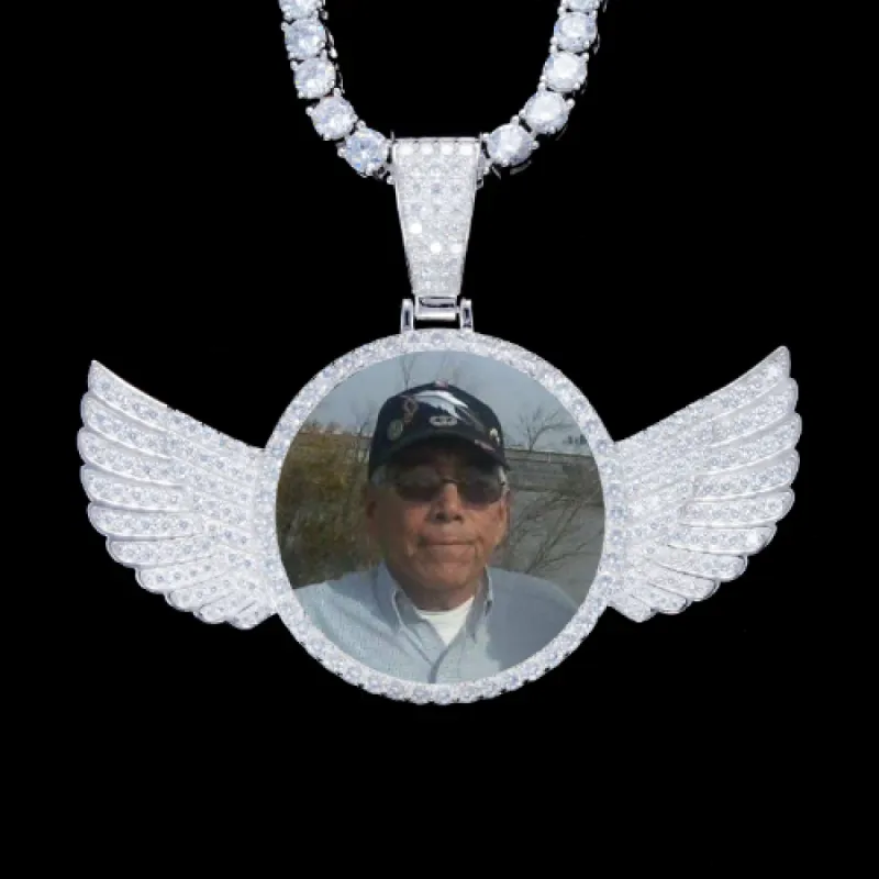 925S & VVS Moissanite 3D Wing Custom Picture Pendant sold by The GUU Shop