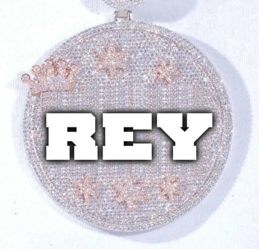 CUSTOM LETTER NECKLACE 3D BIG CROWN DISC sold by The GUU Shop