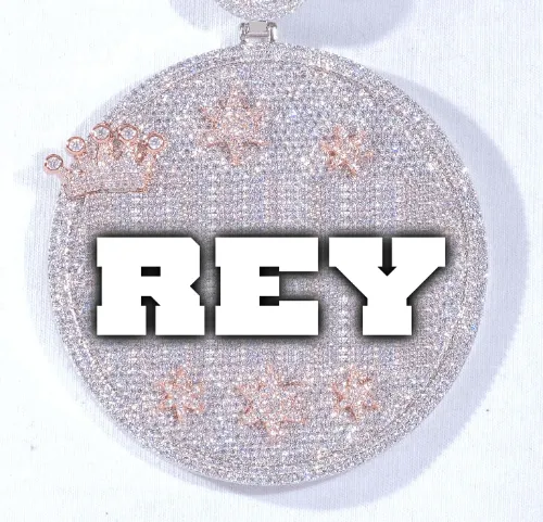 CUSTOM LETTER NECKLACE 3D BIG CROWN DISC sold by The GUU Shop