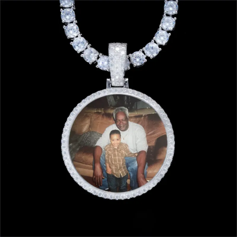 925S & VVS Moissanite 3D Circle Custom Picture Pendant sold by The GUU Shop