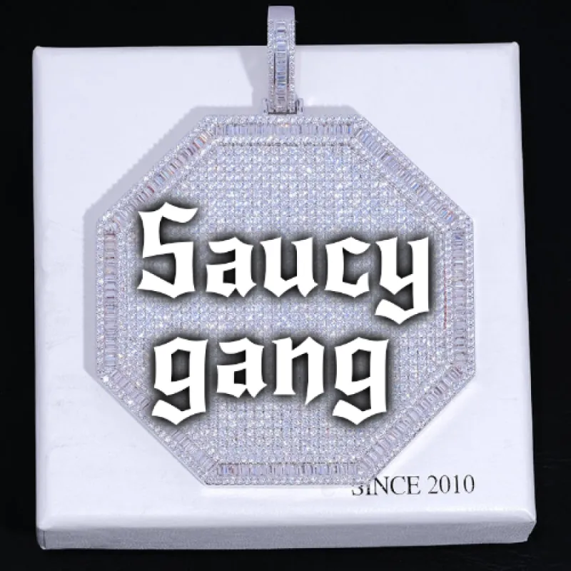 CUSTOM LETTER NECKLACE 3D BIG OCTAGON sold by The GUU Shop