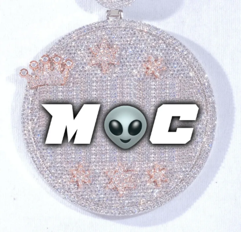 CUSTOM LETTER NECKLACE 3D BIG CROWN DISC sold by The GUU Shop