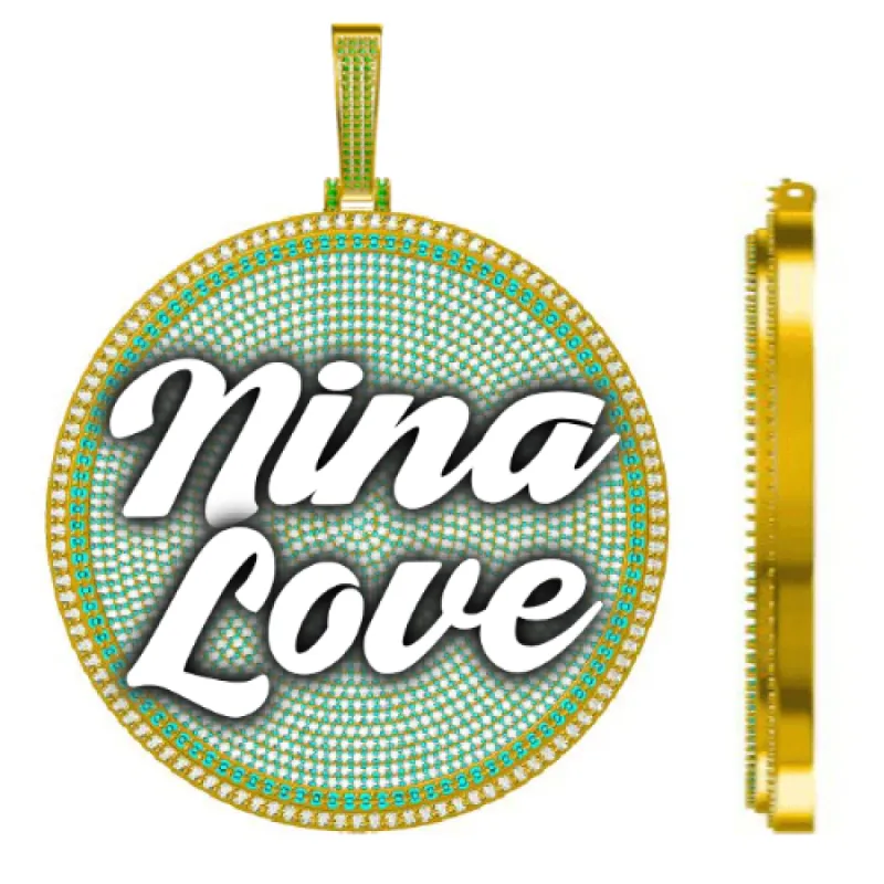 CUSTOM LETTER NECKLACE 3D BIG DISC sold by The GUU Shop