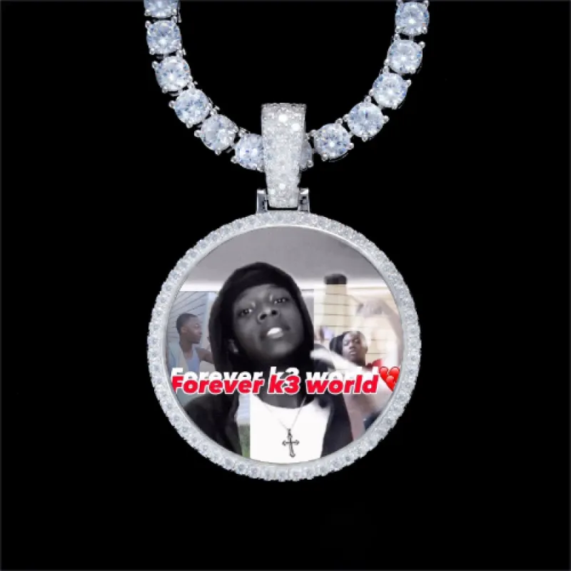 925S & VVS Moissanite 3D Circle Custom Picture Pendant sold by The GUU Shop