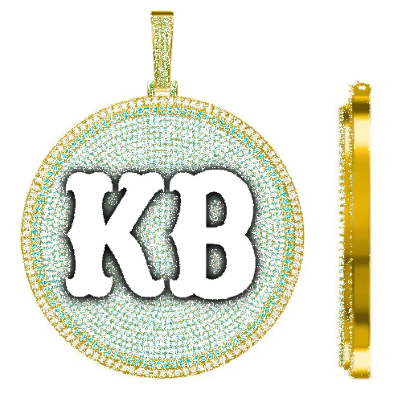 CUSTOM LETTER NECKLACE 3D BIG DISC sold by The GUU Shop