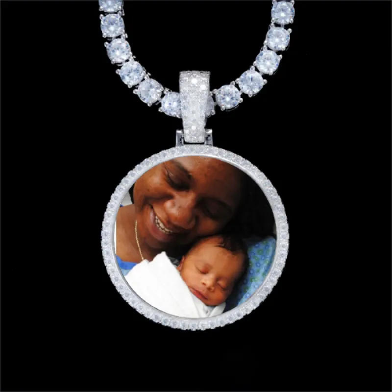 925S & VVS Moissanite 3D Circle Custom Picture Pendant sold by The GUU Shop
