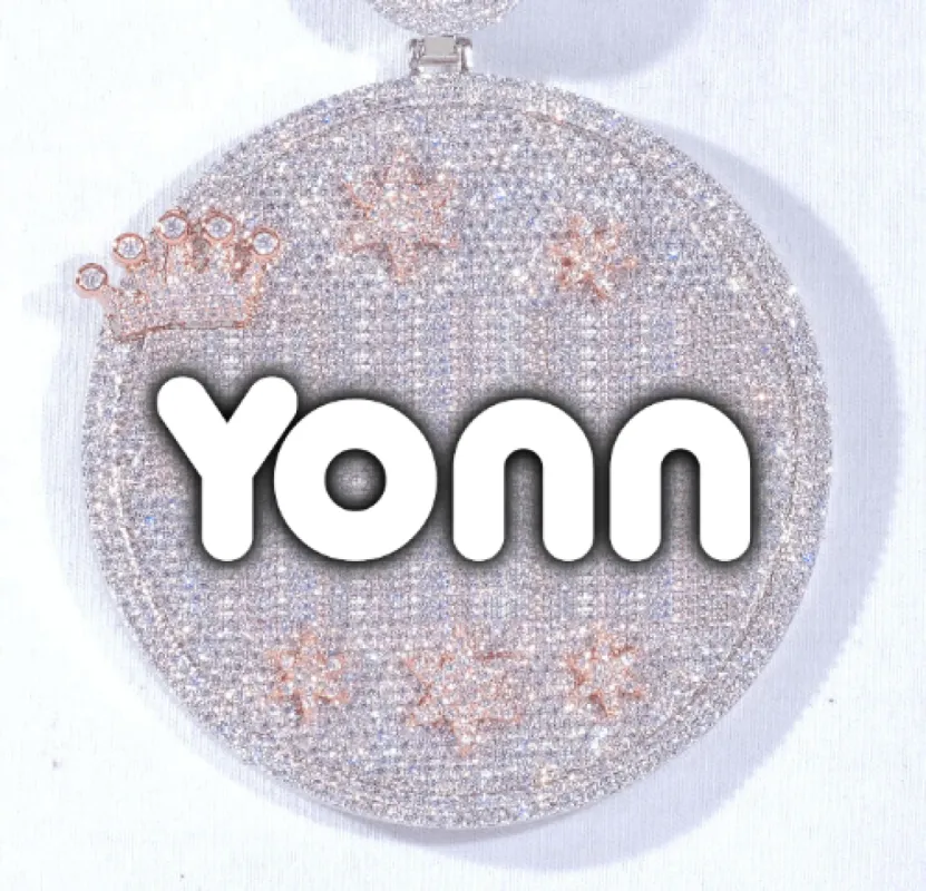 CUSTOM LETTER NECKLACE 3D BIG CROWN DISC sold by The GUU Shop