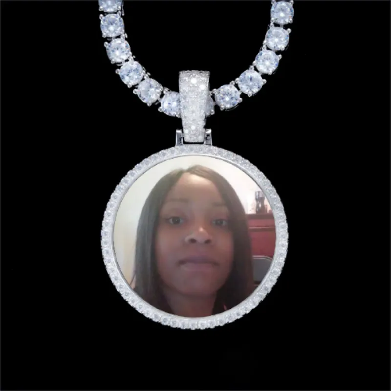 925S & VVS Moissanite 3D Circle Custom Picture Pendant sold by The GUU Shop