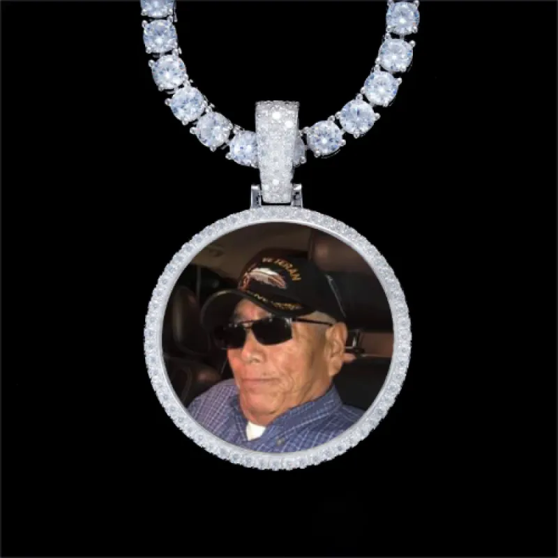 925S & VVS Moissanite 3D Circle Custom Picture Pendant sold by The GUU Shop
