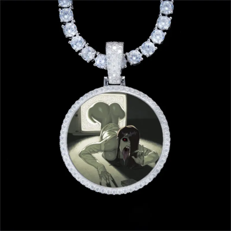 925S & VVS Moissanite 3D Circle Custom Picture Pendant sold by The GUU Shop