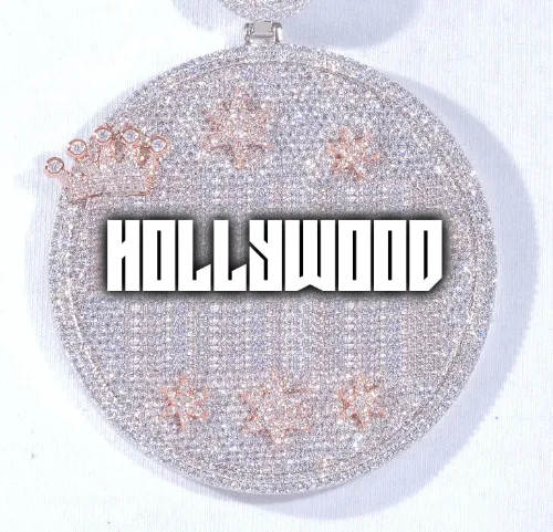 CUSTOM LETTER NECKLACE 3D BIG CROWN DISC sold by The GUU Shop