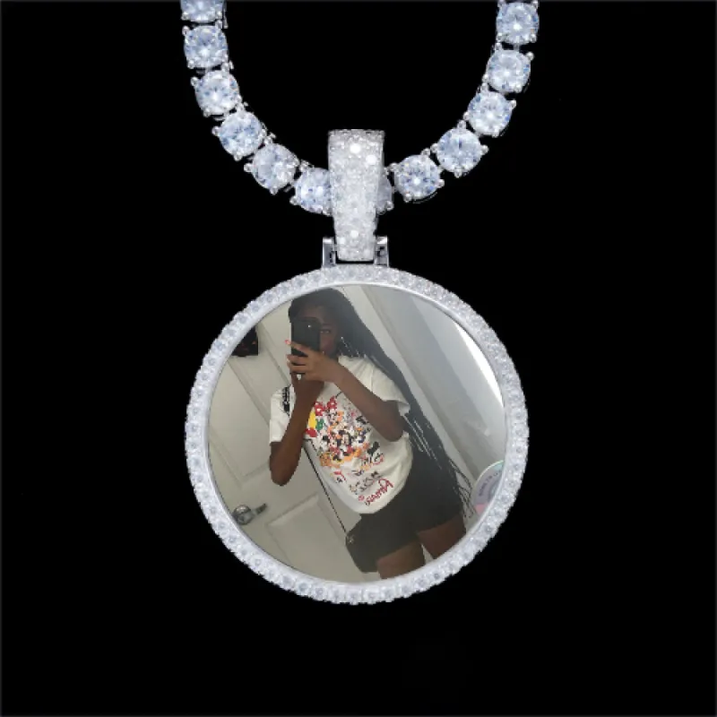 925S & VVS Moissanite 3D Circle Custom Picture Pendant sold by The GUU Shop