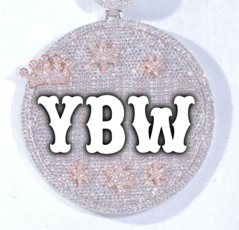 CUSTOM LETTER NECKLACE 3D BIG CROWN DISC sold by The GUU Shop