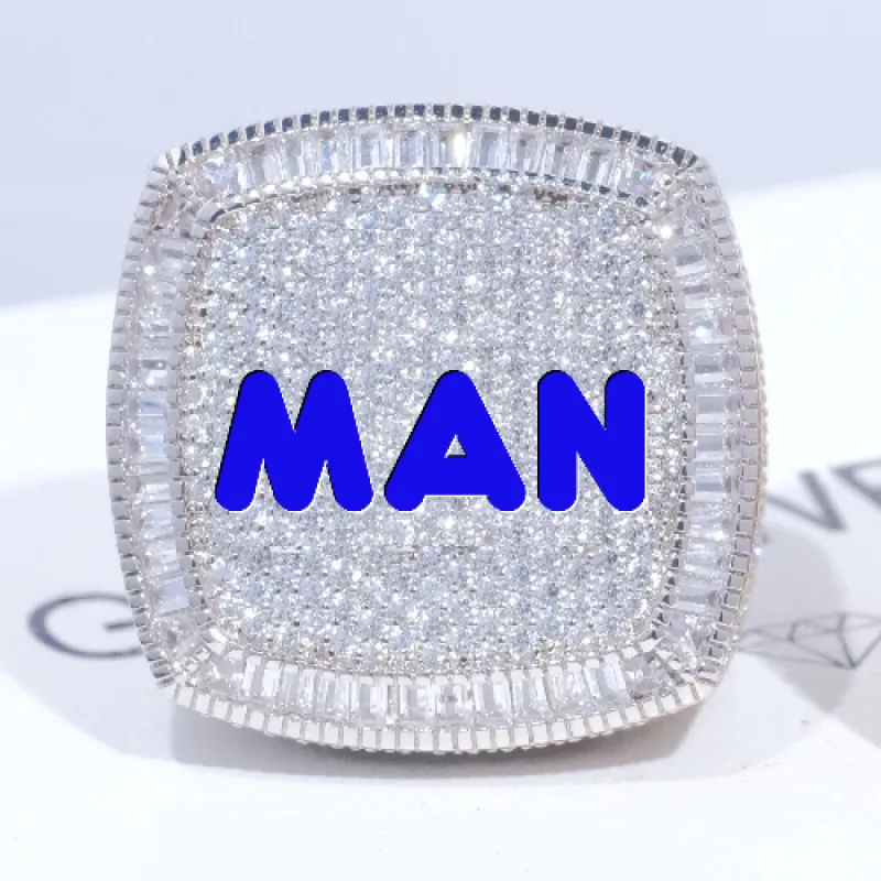 CUSTOM LETTER 3D ICED RING sold by The GUU Shop